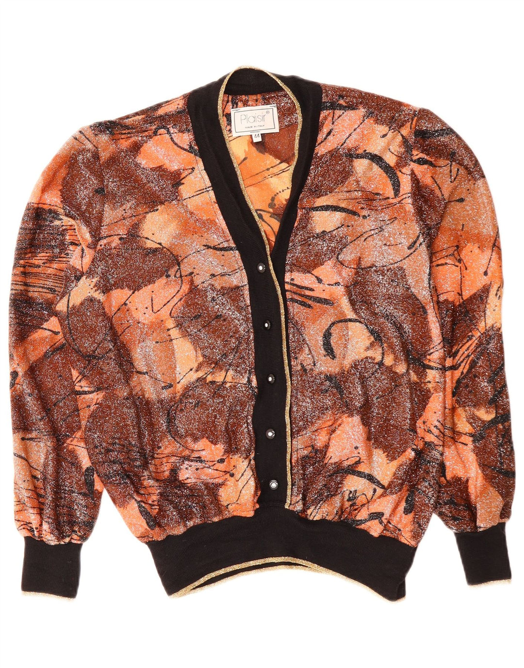 Maglione cardigan da donna con motivo astratto PLAISIR IT 44 Marrone medio