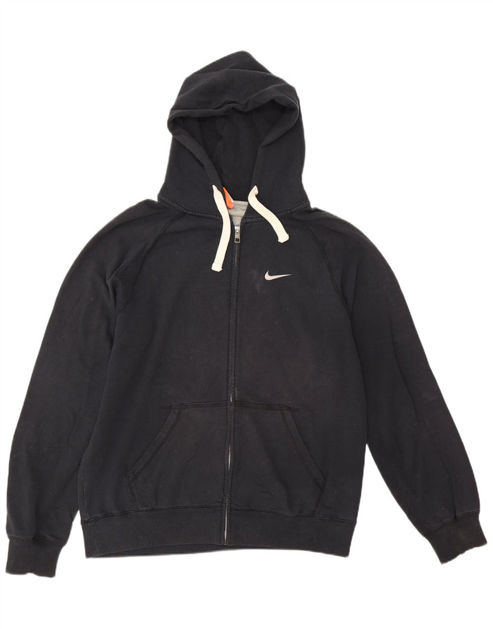 Felpa con cappuccio e zip grafica Nike da uomo in cotone blu navy medio