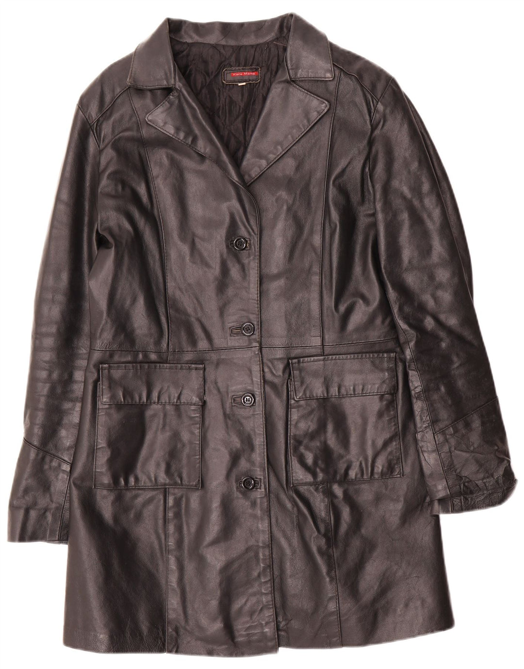 Cappotto in pelle vintage da donna UK 14 grande nero