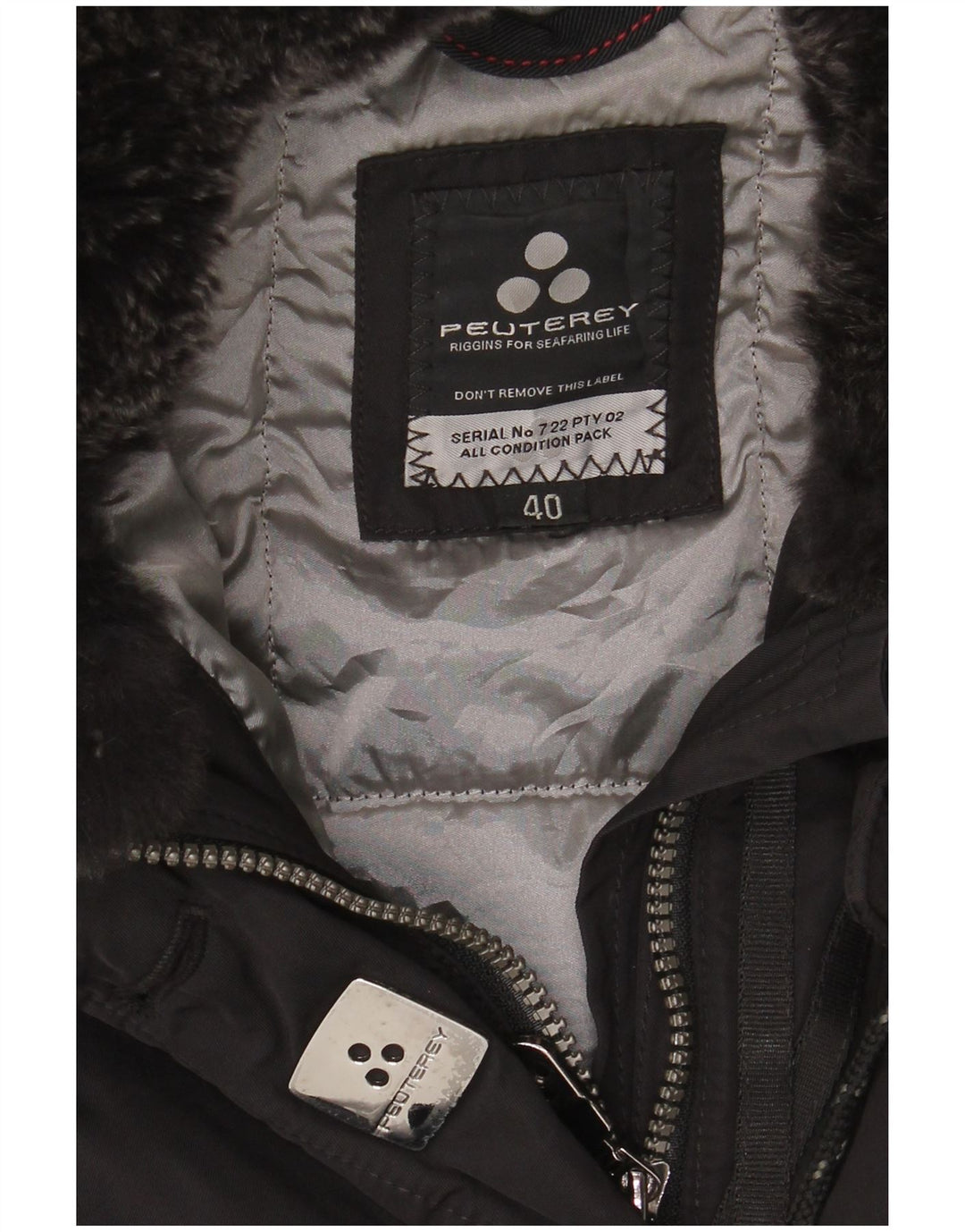 Cappotto imbottito con cappuccio da donna PEUTEREY EU 40 medio nero
