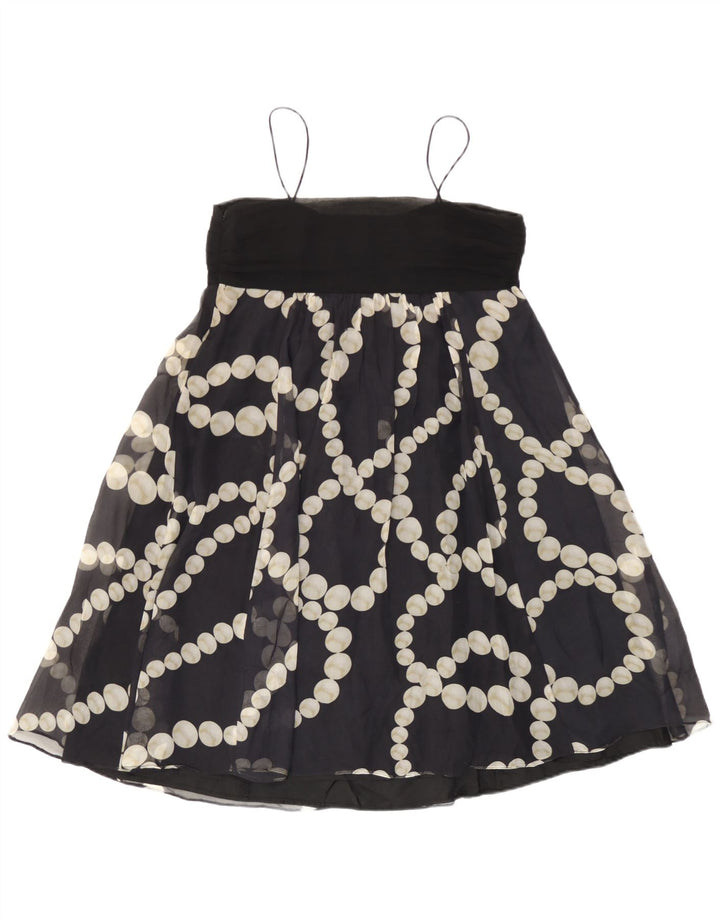 Abito sottoveste da donna Zara UK 14 grande nero maculato