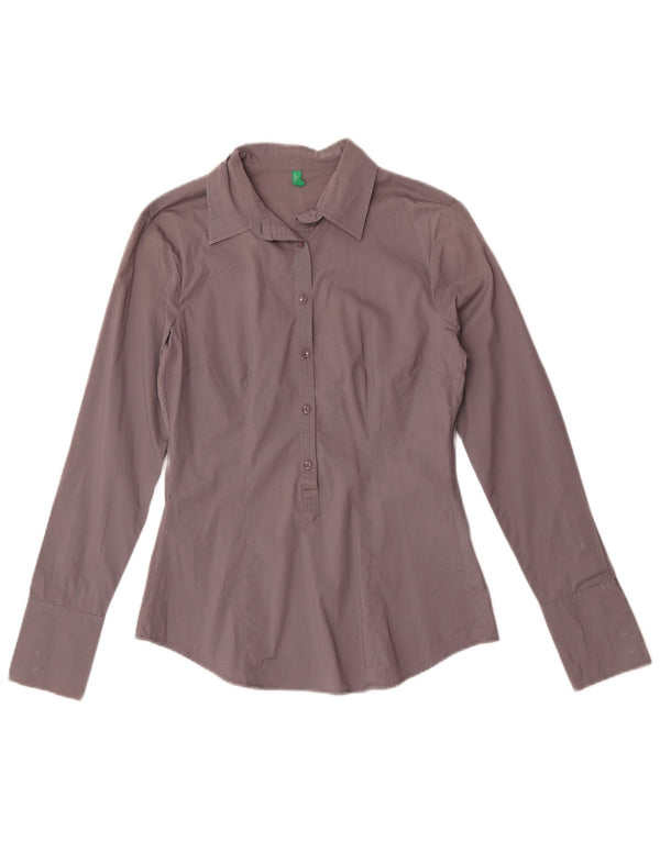 Camicia pullover da donna Benetton UK 10 piccola in cotone grigio
