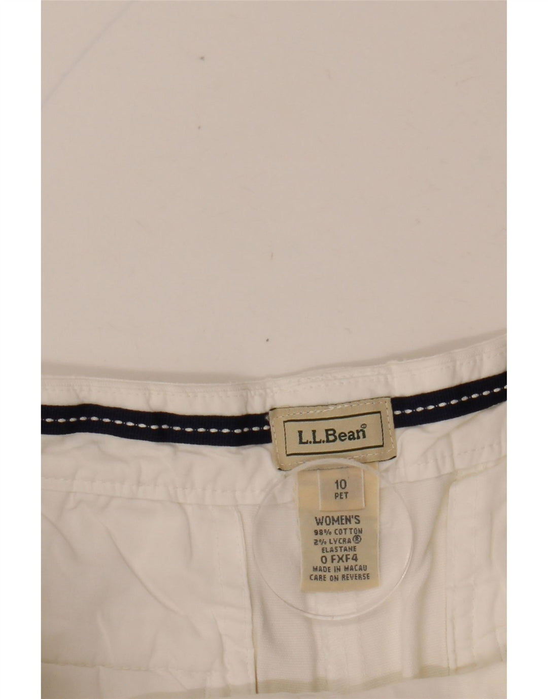 Pantaloncini chino da donna a vita media L.L.BEAN US 10 Large W30 cotone bianco