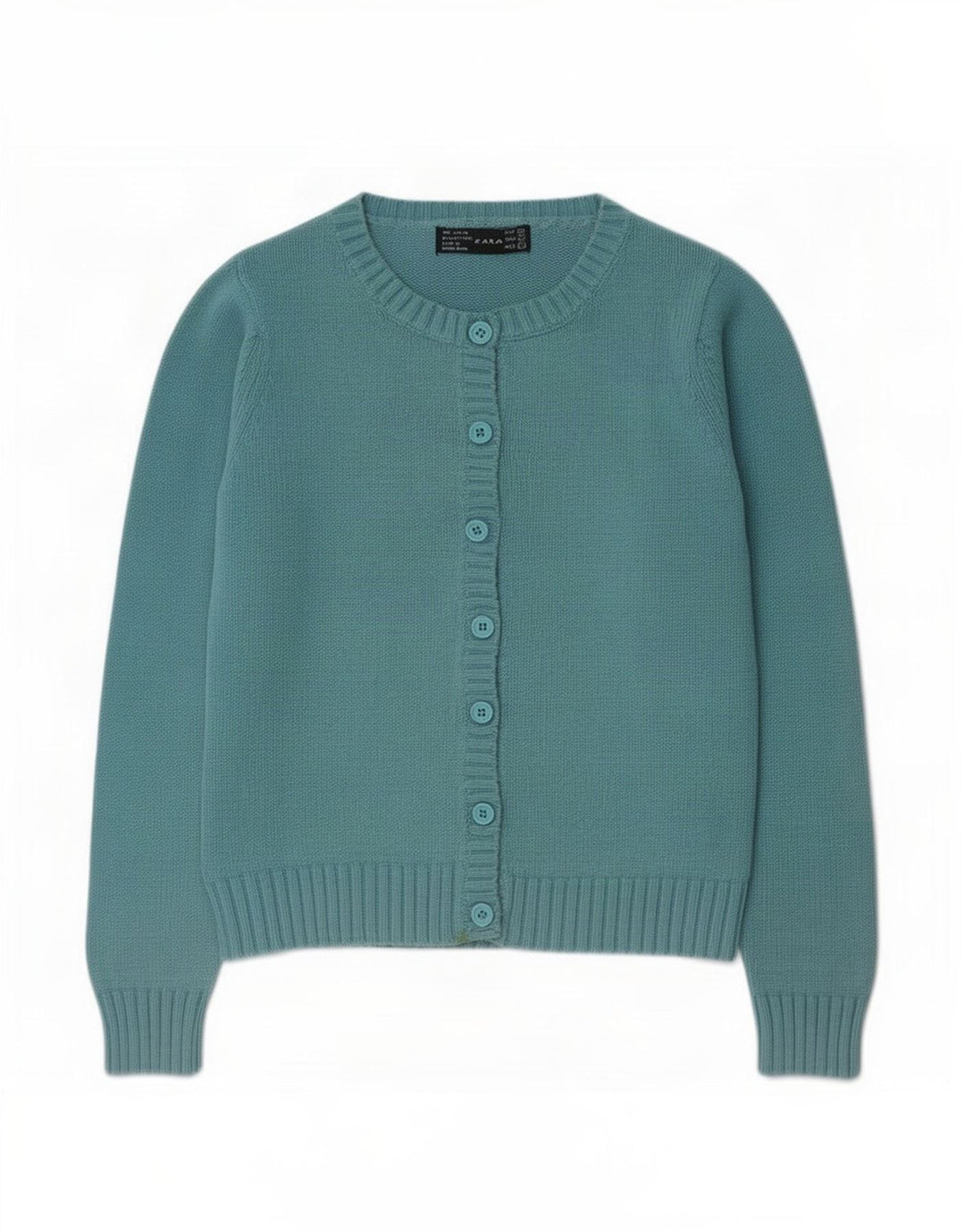 Maglione cardigan da donna Zara UK 12 cotone blu medio