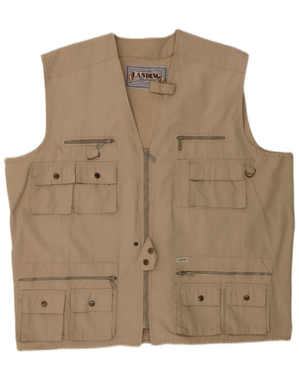 Gilet multiuso da uomo vintage UK 42 XL in cotone beige