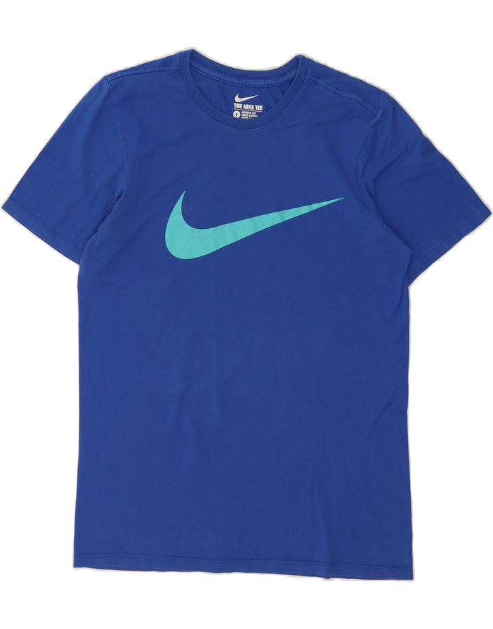 NIKE Mens Athletic Cut Graphic T-Shirt Top Small Blue Cotton Vintage Nike and Second-Hand Nike from Messina Hembry 
