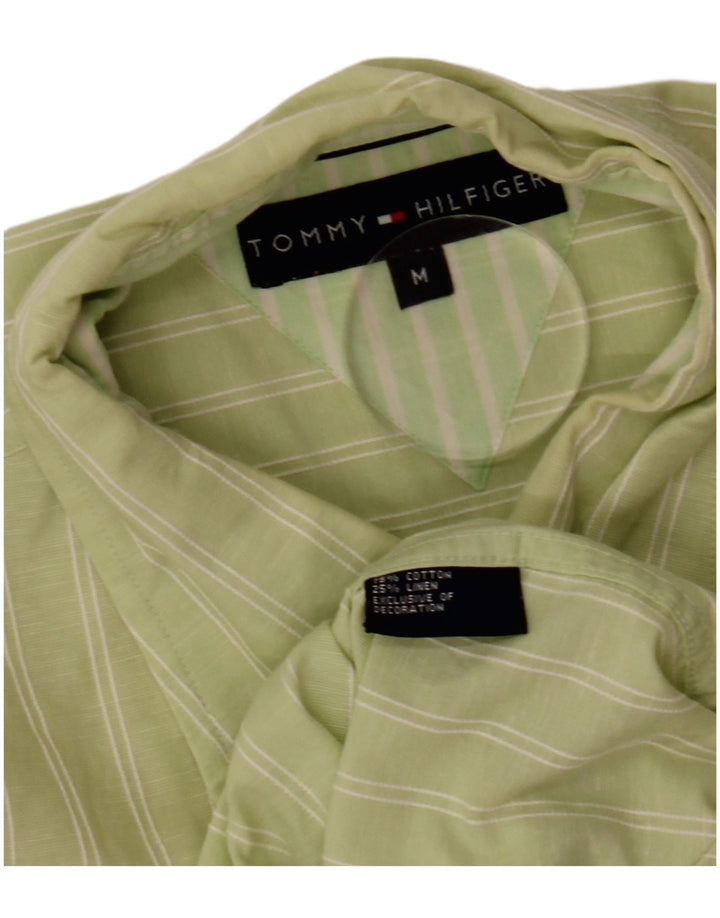 Camicia da uomo Tommy Hilfiger in cotone gessato verde medio