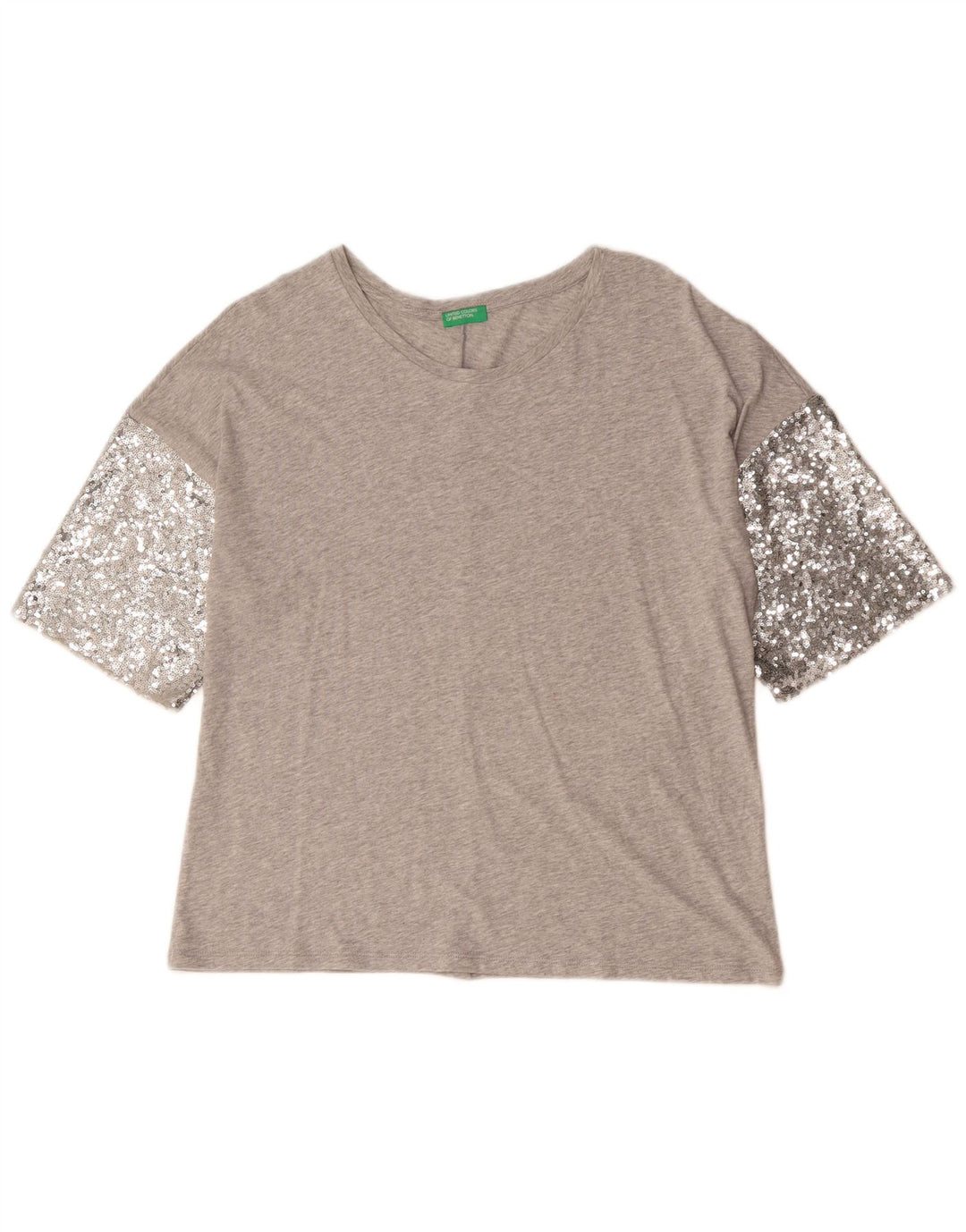 T-shirt da donna Benetton Top UK 14 Large Grey Flecked Modal