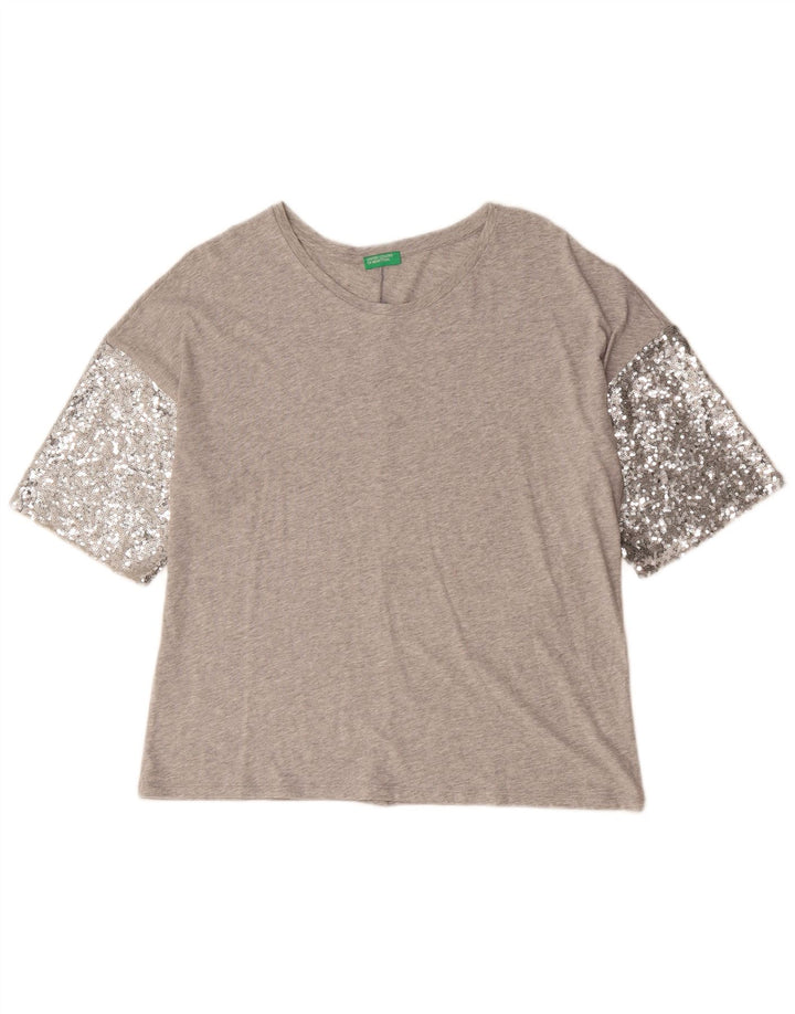 T-shirt da donna Benetton Top UK 14 Large Grey Flecked Modal
