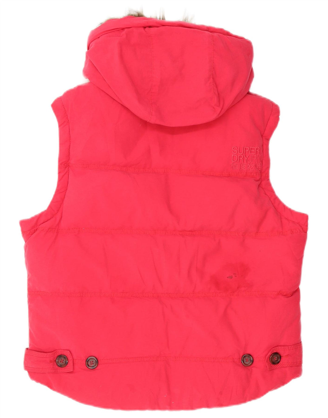 Gilet imbottito con cappuccio da donna SUPERDRY UK 16 grande cotone rosa