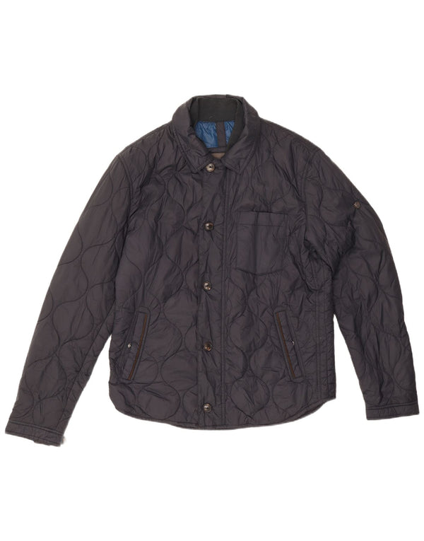 Giacca trapuntata da uomo Massimo Dutti UK 40 Large in nylon blu navy