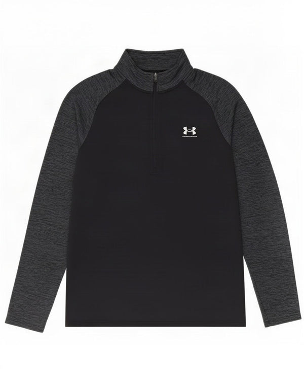 Maglia da ginnastica Under Armour da uomo con zip e collo, piccola, color block nero