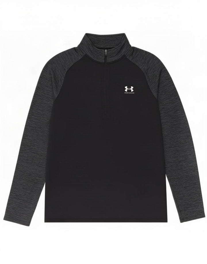 Maglia da ginnastica Under Armour da uomo con zip e collo, piccola, color block nero