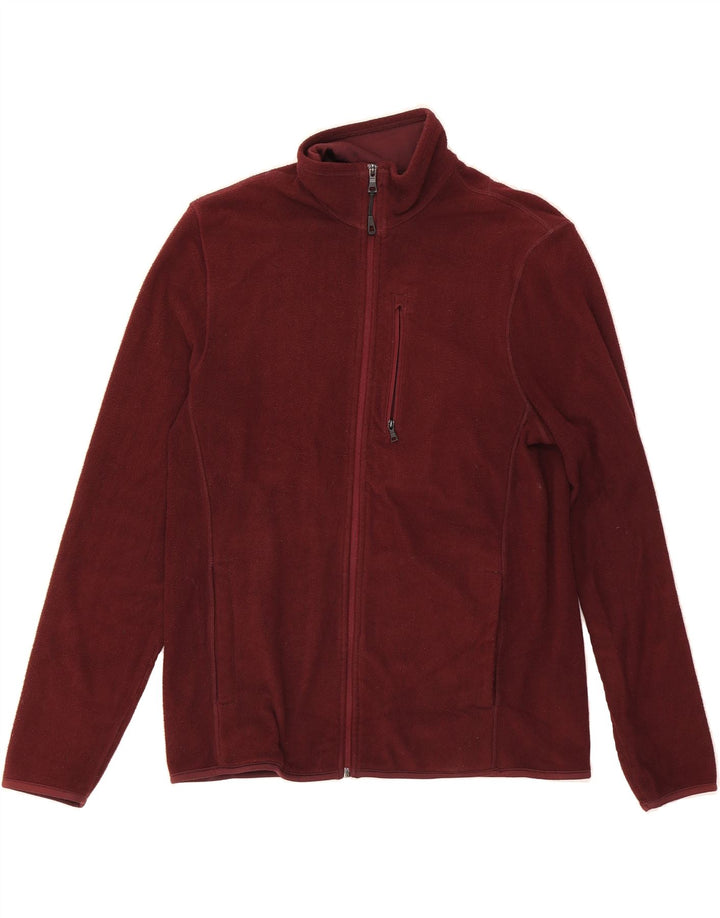 MARKS & SPENCER Mens Fleece Jacket UK 38 Medium Burgundy Polyester Vintage Marks & Spencer and Second-Hand Marks & Spencer from Messina Hembry 