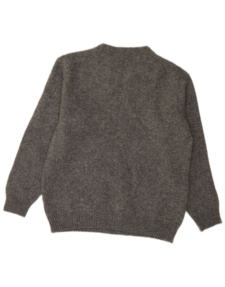 Maglione Girocollo Bambino Benetton 15-16 Anni Large in Lana Grigia