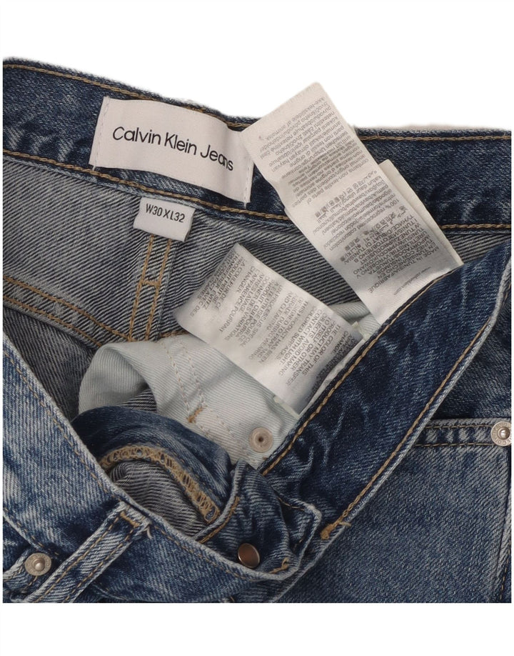 CALVIN KLEIN Jeans dritti effetto vissuto da donna a vita alta W30 L32 Blu
