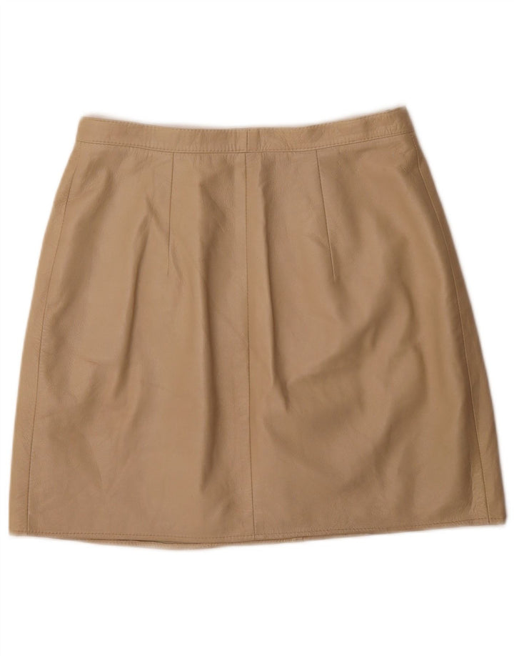 Gonna a portafoglio in pelle vintage da donna W30 beige medio