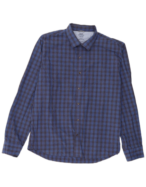 Camicia Izod da uomo rilassata classica vestibilità rilassata XL blu in cotone a quadretti classico
