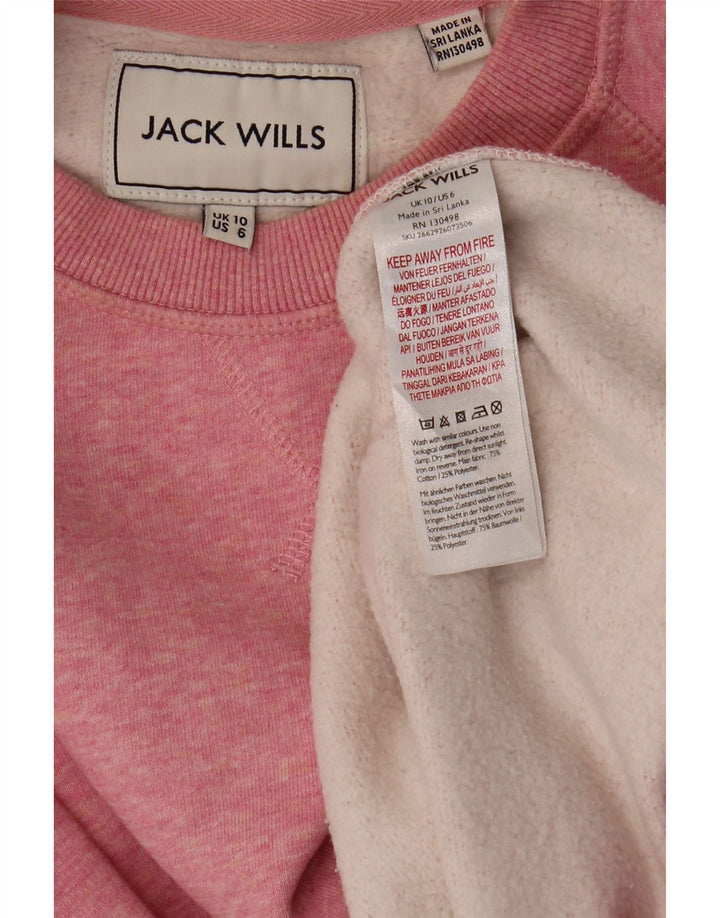 JACK WILLS Womens Oversized Sweatshirt Jumper UK 10 Small Pink Cotton Vintage Jack Wills and Second-Hand Jack Wills from Messina Hembry 