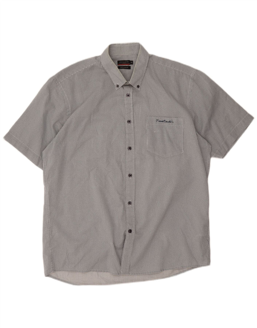Camicia da uomo a maniche corte Regular Fit Pierre Cardin XL grigio Chevron poliestere
