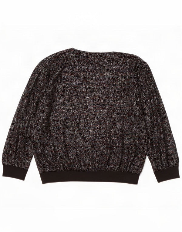Top cardigan vintage da donna UK 16 grande multicolore maculato