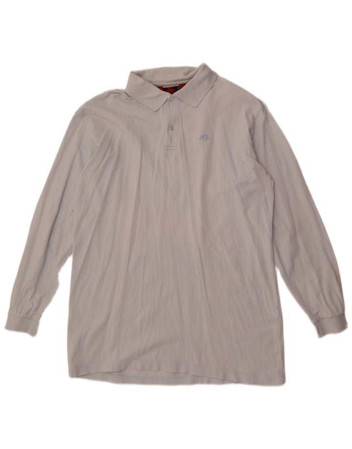 Polo Kappa Uomo Manica Lunga Cotone Blu Medio