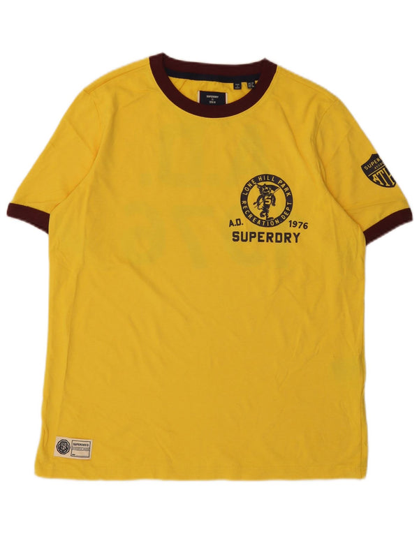 Superdry Womens Oversized Graphic T-Shirt Top UK 10 Small Yellow Cotton