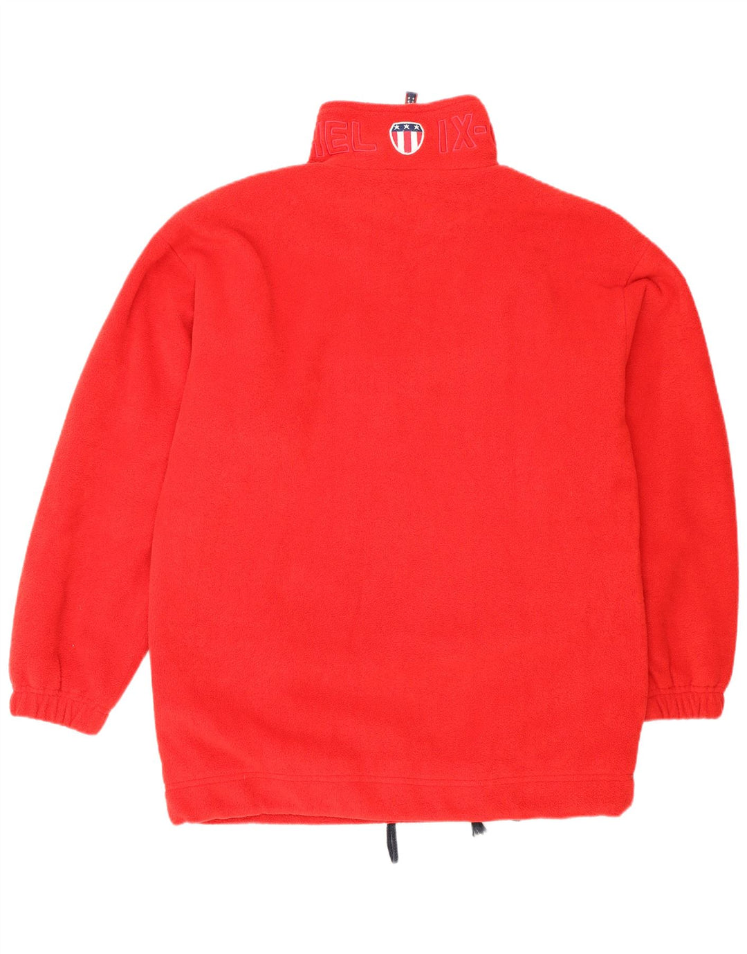 Maglione in pile da uomo VINTAGE con vestibilità ampia e collo grafico con zip, poliestere rosso medio