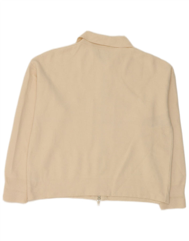Maglione cardigan oversize da donna Massimo Dutti UK 10 piccolo bianco sporco