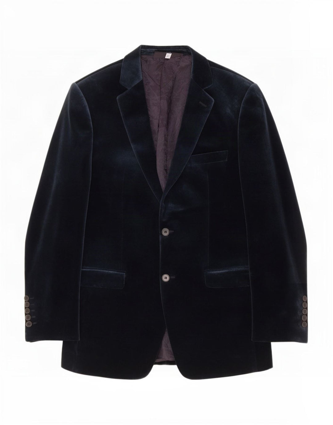 Giacca blazer in velluto da uomo a 2 bottoni Zara EU 52 grande cotone blu navy