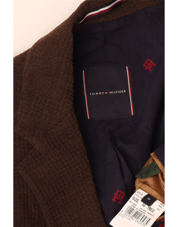 Giacca blazer da uomo a 2 bottoni Tommy Hilfiger IT 50 grande poliestere marrone