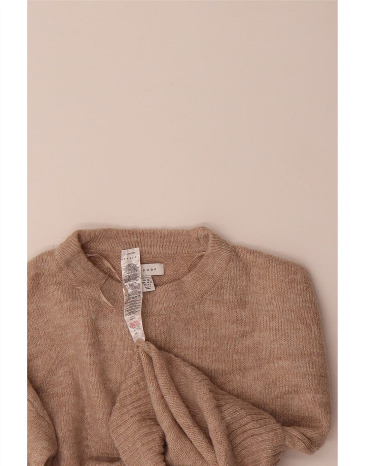 TOPSHOP Womens Oversized Crew Neck Jumper Sweater UK 6 XS Beige Polyester Vintage Topshop and Second-Hand Topshop from Messina Hembry 