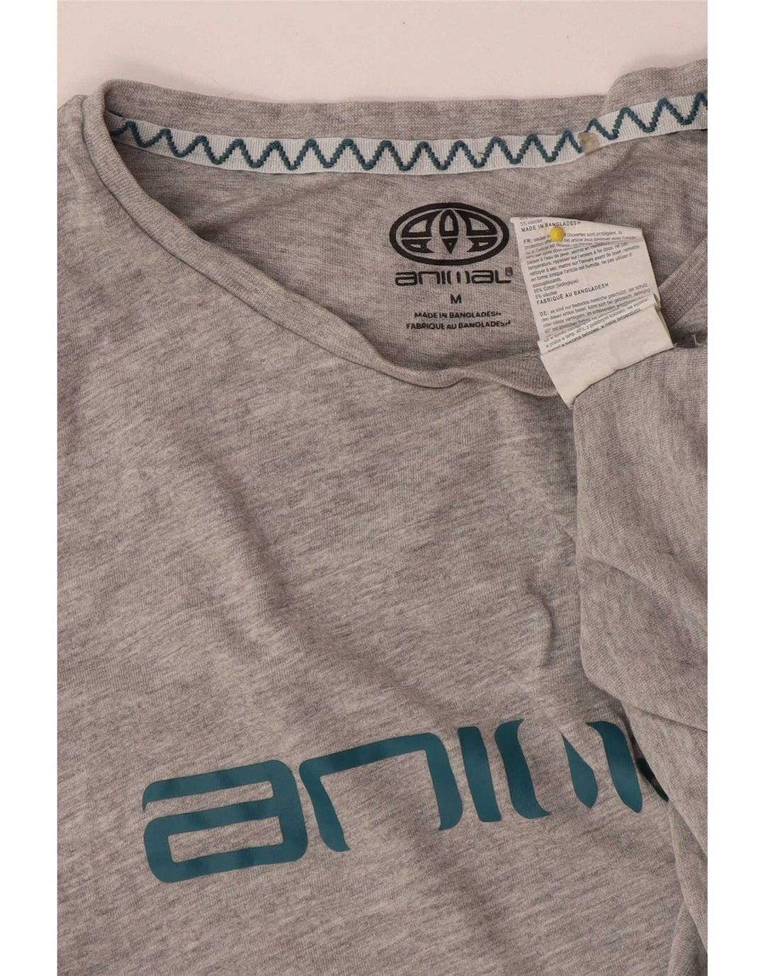 T-shirt grafica da uomo con animali in cotone grigio medio