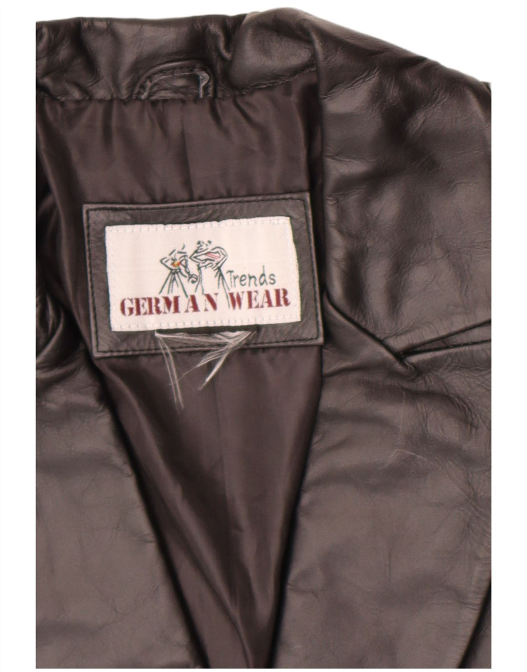 Giacca blazer in pelle vintage da donna a 2 bottoni UK 10 piccola nera