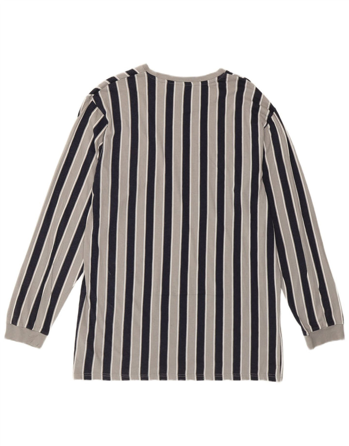 Top grafico da uomo Umbro a maniche lunghe in cotone a righe grigio medio