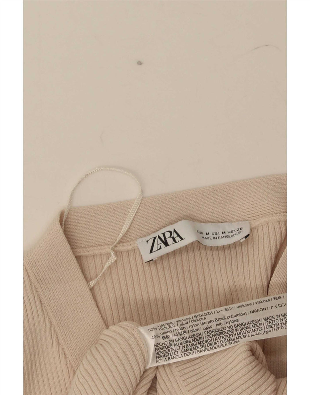 Top cardigan corto da donna Zara UK 12 Viscosa beige medio