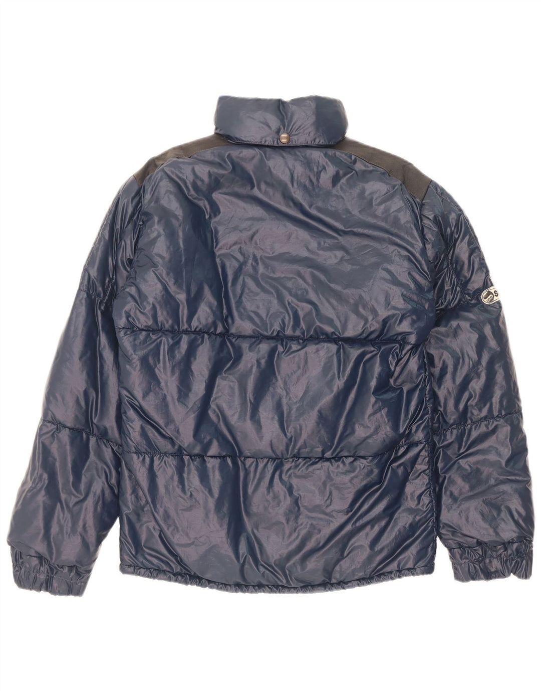 Giacca imbottita con cappuccio da uomo Samas UK 40 Large blu navy in poliammide a blocchi di colore