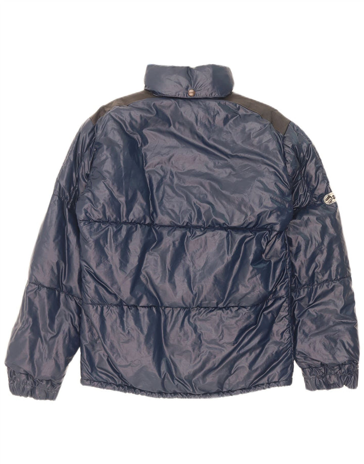 Giacca imbottita con cappuccio da uomo Samas UK 40 Large blu navy in poliammide a blocchi di colore