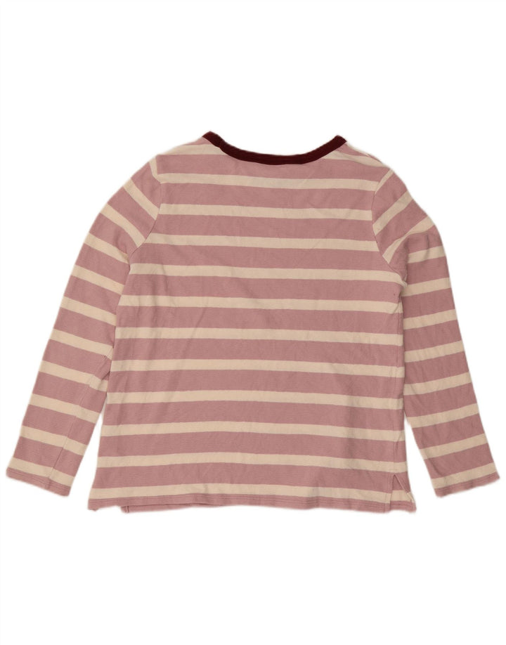 Marks & Spencer Top da donna a maniche lunghe UK 14 Large Pink Striped Cotton
