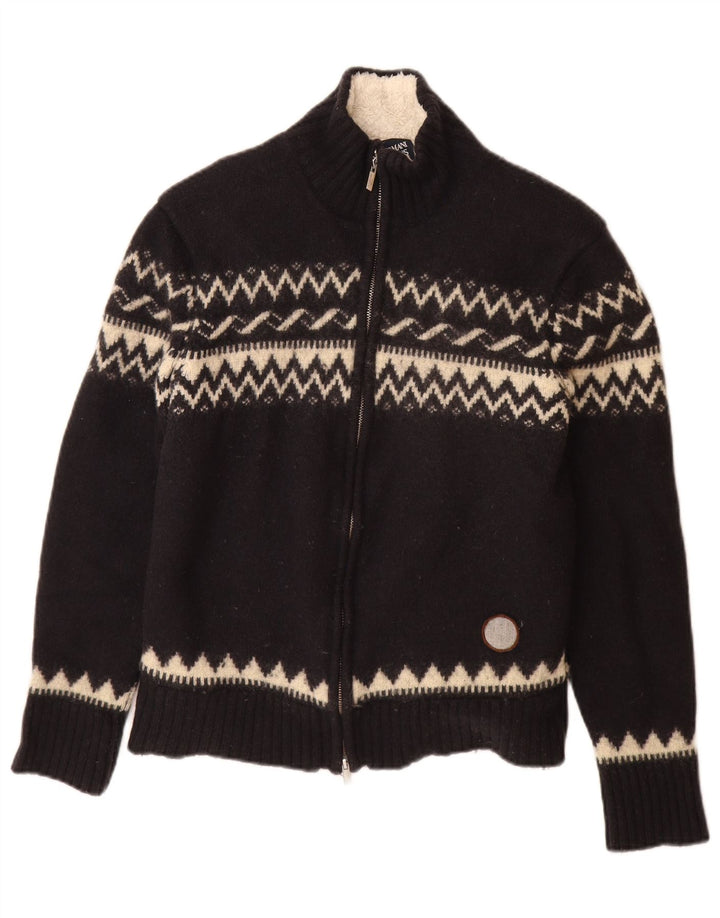 Maglione cardigan da donna Armani Jeans UK 12 Medio Blu Navy Fair Isle