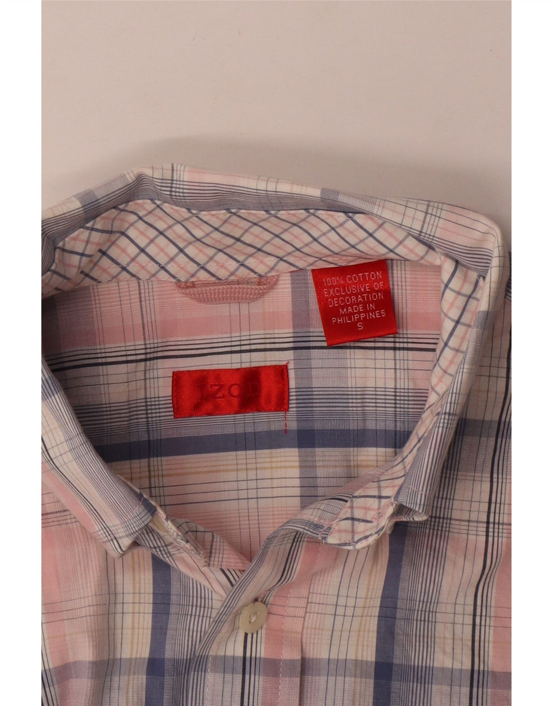 Camicia a maniche corte da uomo IZOD in cotone a quadri rosa piccolo