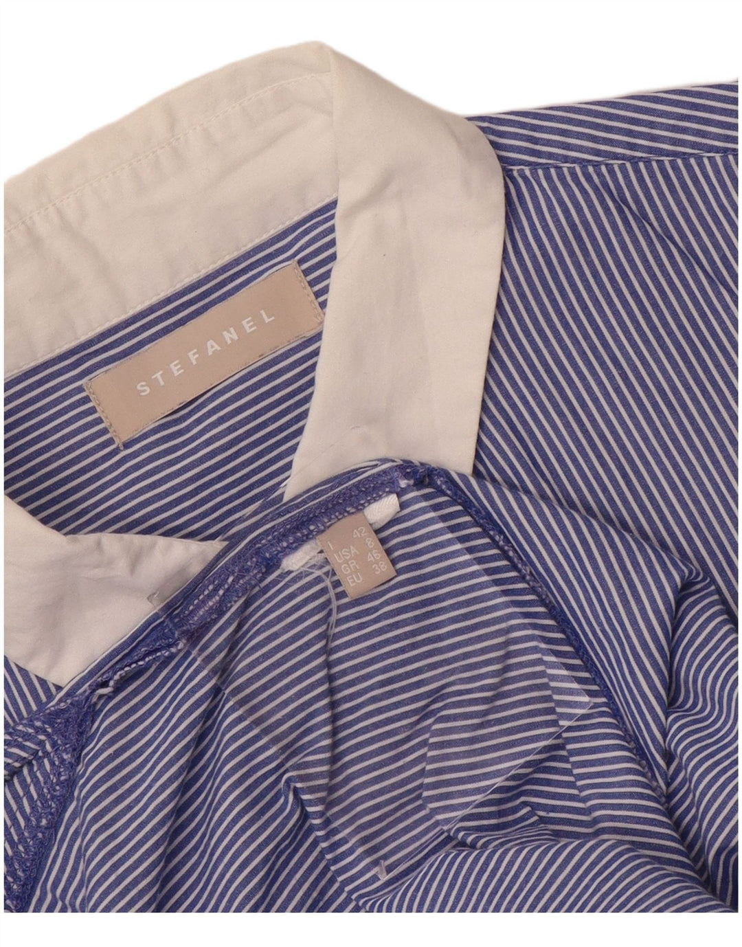 Camicia Donna STEFANEL IT 42 Gessato Blu Medio