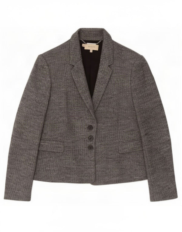 Giacca blazer a 3 bottoni da donna Hobbs UK 14 grande spina di pesce grigia