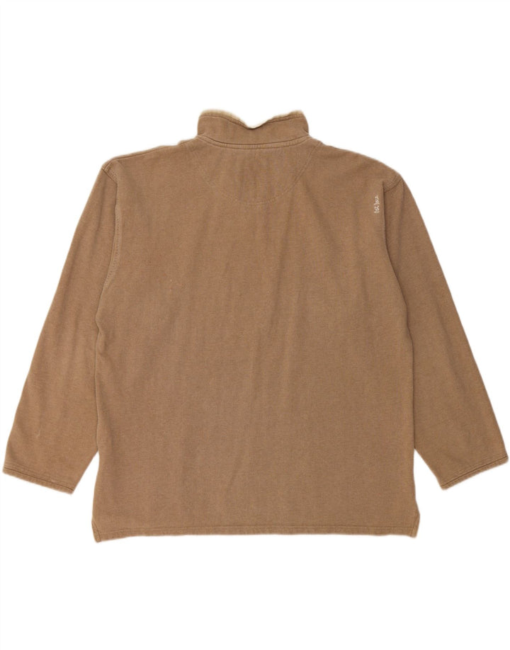 Felpa da uomo con collo con zip Fat Face, cotone beige medio