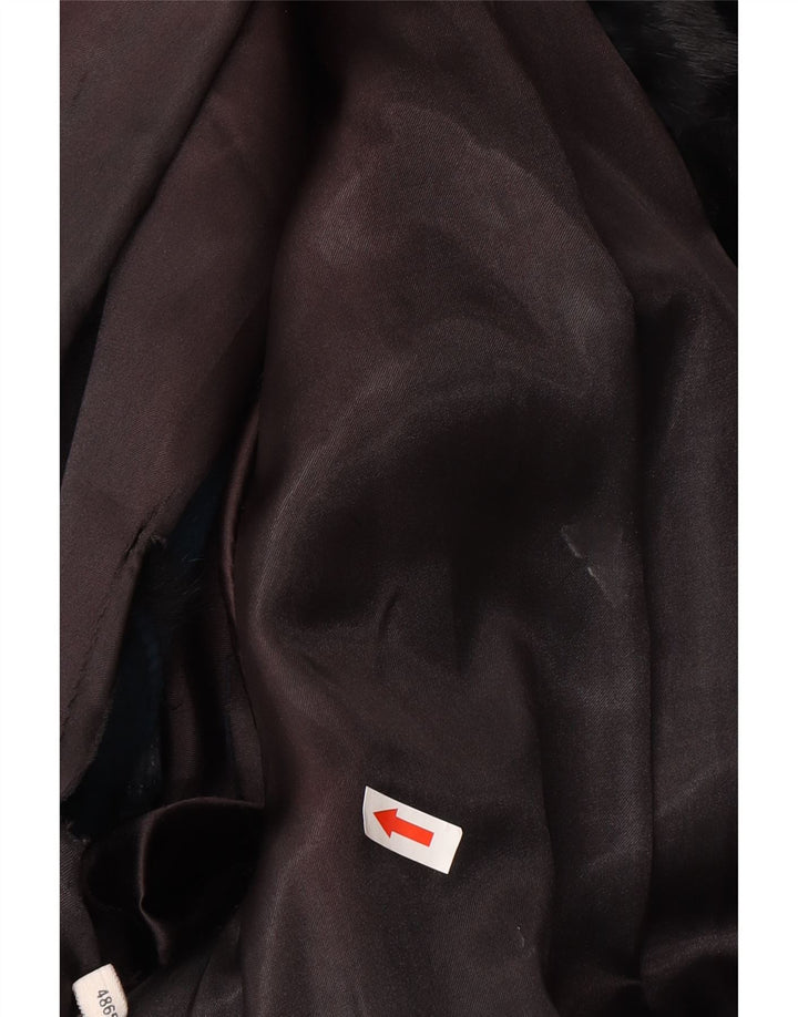 Giacca in pelliccia vintage da donna EU 48 2XL Nera Pelliccia vera