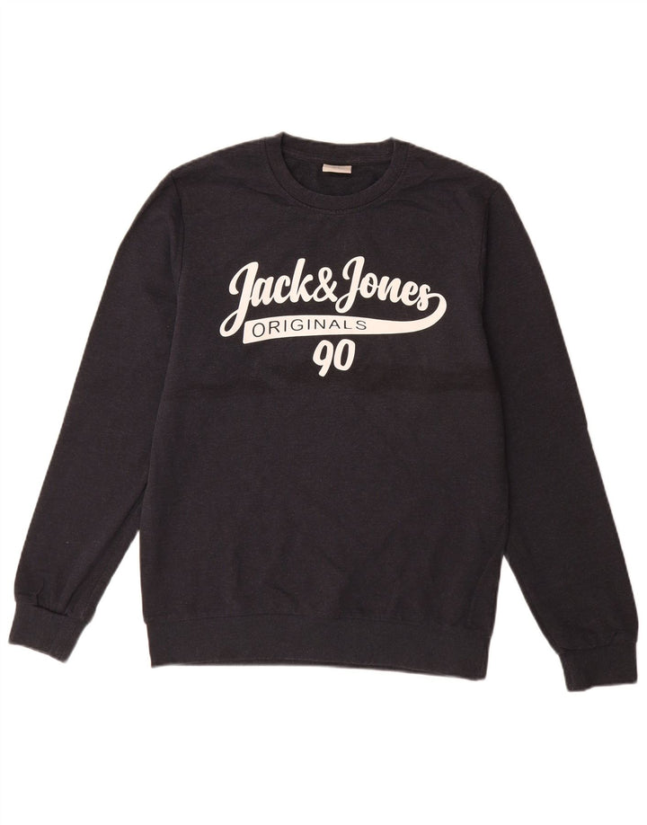 Jack & Jones Felpa con grafica da uomo Maglione piccolo in cotone blu navy