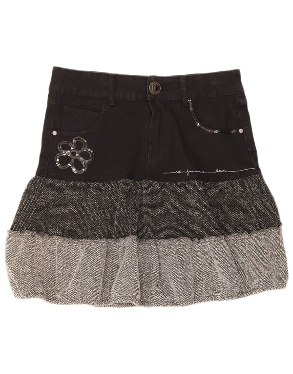 Gonna a strati da donna Desigual EU 36 Small W28 Cotone color block nero
