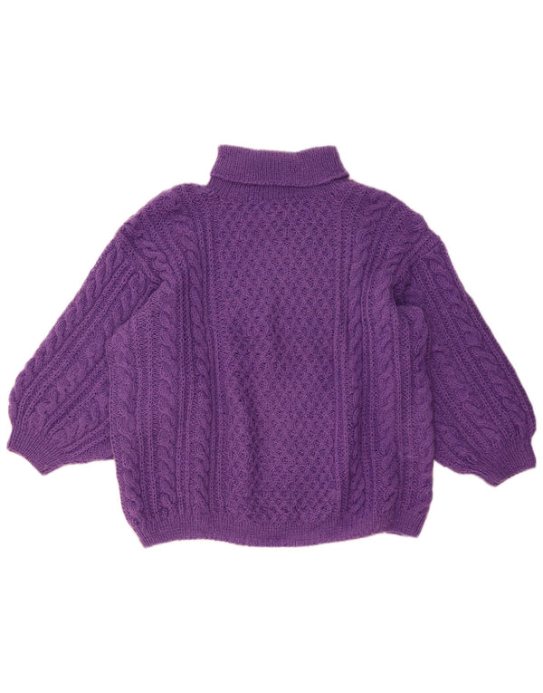 Maglione maglione vintage da donna con collo alto UK 14 grande viola