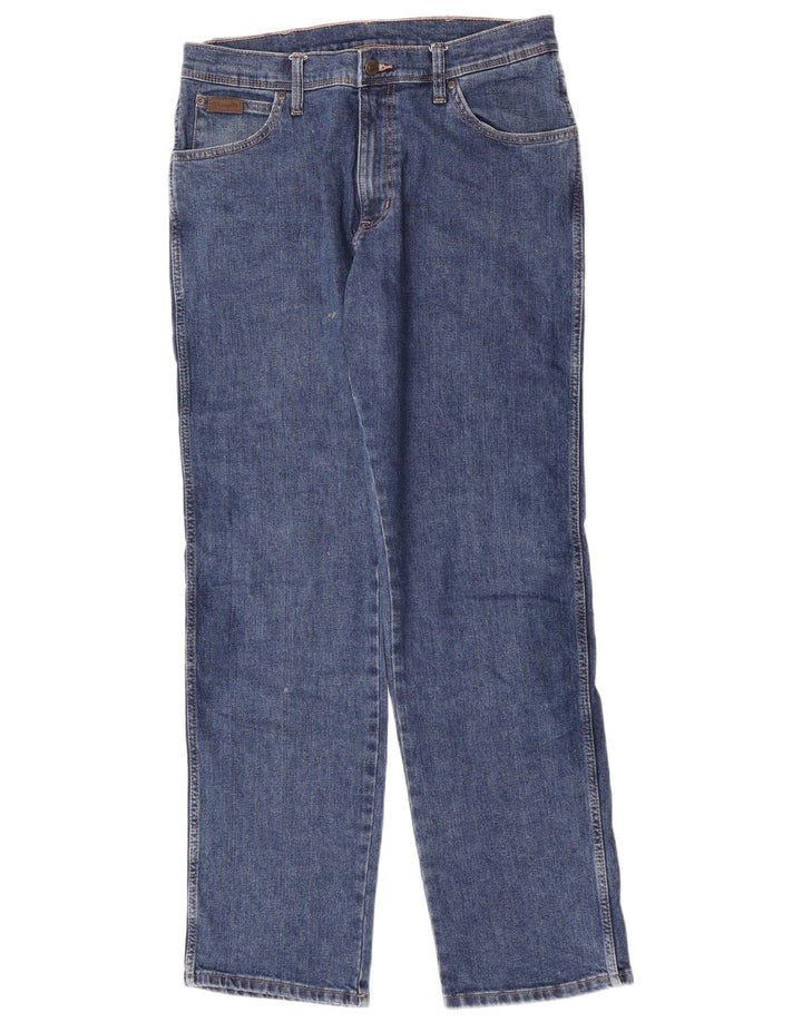 Jeans dritti da uomo Wrangler vestibilità regolare W33 L34 cotone blu