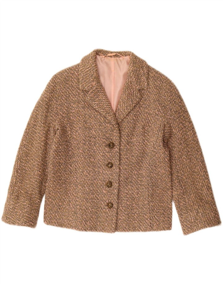 Giacca blazer vintage da donna a 4 bottoni UK 16 grande marrone